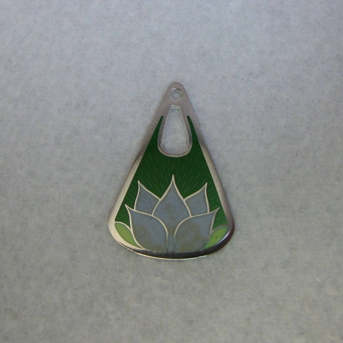 Vitreous enamel lotus flower pendant sterling silver