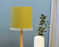 Load image into Gallery viewer, Olive Linen Pom Pom Drum Bedroom Lampshade

