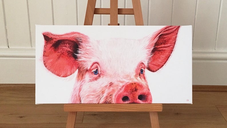 Pig - limited edition giclée canvas print
