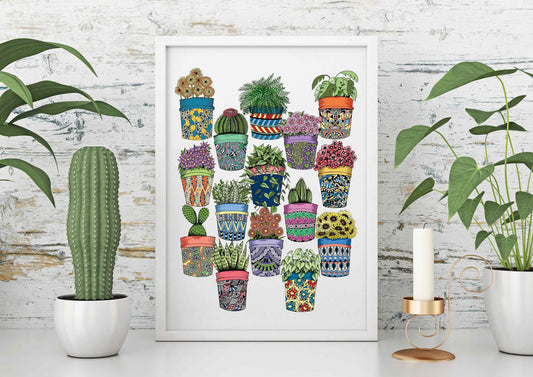 A4 Pot Plants Art Print