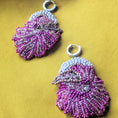 Load image into Gallery viewer, Lila Designer Artisan Handmade Purple & Silver Indian Beaded Statement Earrings by Mayaani Jewellery UK (2)
