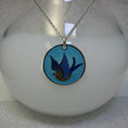 Load image into Gallery viewer, 26mm round swallow of hope vitreous enamelled pendant
