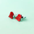 Load image into Gallery viewer, Red Enamel Heart Stud Earrings - MaisyPlum
