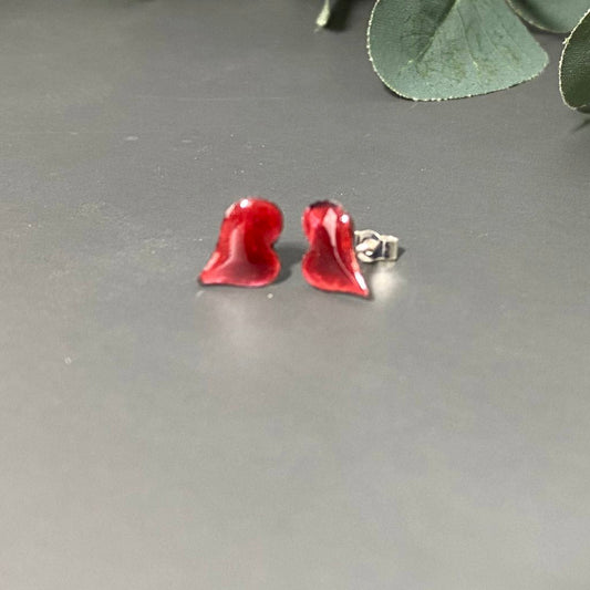 Quirky Enamel Heart Stud Earrings - MaisyPlum