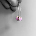 Load image into Gallery viewer, Raspberry Pink Enamel Disc Earrings , Cute Geometric Drop Earrings - MaisyPlum
