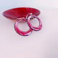 Load image into Gallery viewer, Raspberry Pink Enamel Hoop Earrings - MaisyPlum
