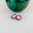 Load image into Gallery viewer, Raspberry Pink Enamel Hoop Earrings - MaisyPlum
