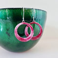 Load image into Gallery viewer, Raspberry Pink Enamel Hoop Earrings - MaisyPlum
