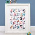 Load image into Gallery viewer, Inky Alphabet A To Z Animal Nursery Print
