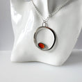 Load image into Gallery viewer, Silver Circle Pendant with Enamelled Oval in Orange - MaisyPlum
