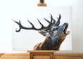 Load image into Gallery viewer, Bellowing Stag - limited edition giclée canvas print
