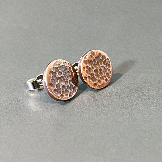 Textured Copper Disc Stud Earrings - MaisyPlum