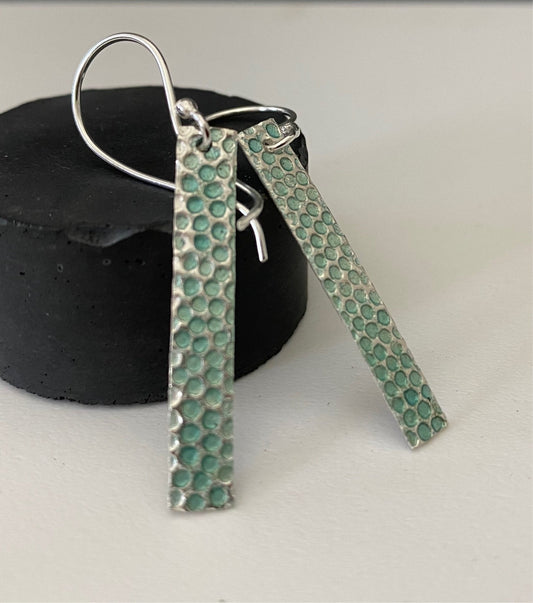 Textured Silver Bar Earrings - MaisyPlum