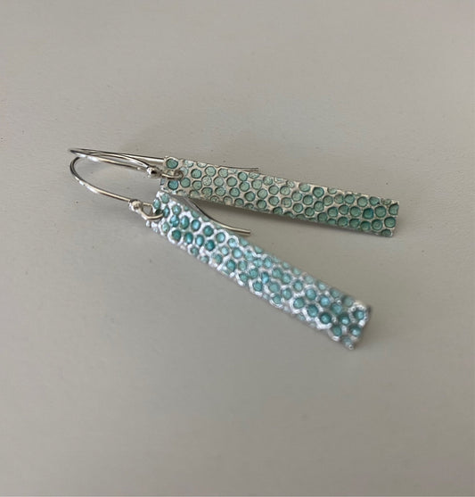 Textured Silver Bar Earrings - MaisyPlum