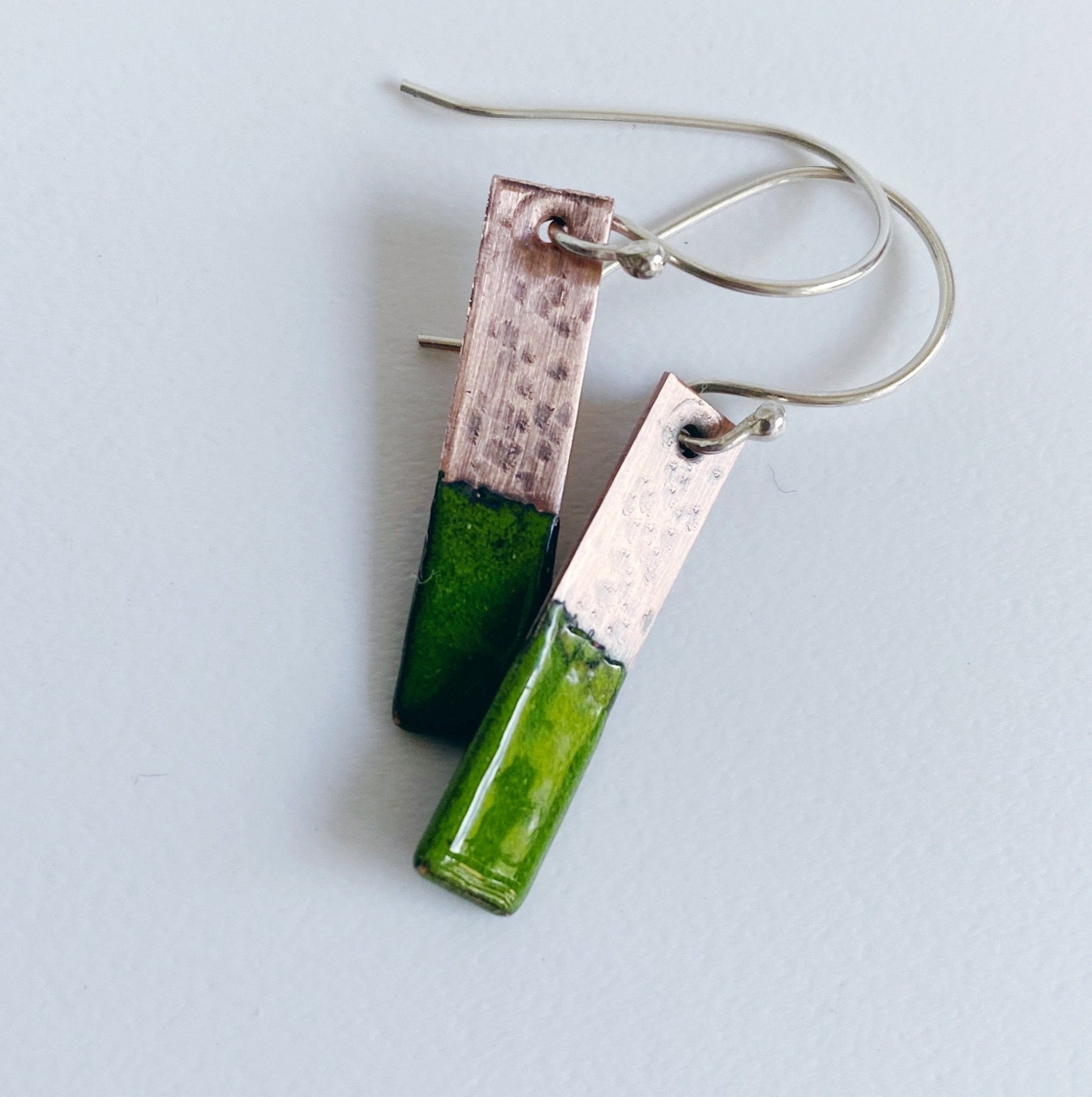 Two Tone Enamel Drop Earrings - green - MaisyPlum