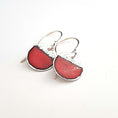 Load image into Gallery viewer, Two Tone Silver Disc Earrings - Red - MaisyPlum
