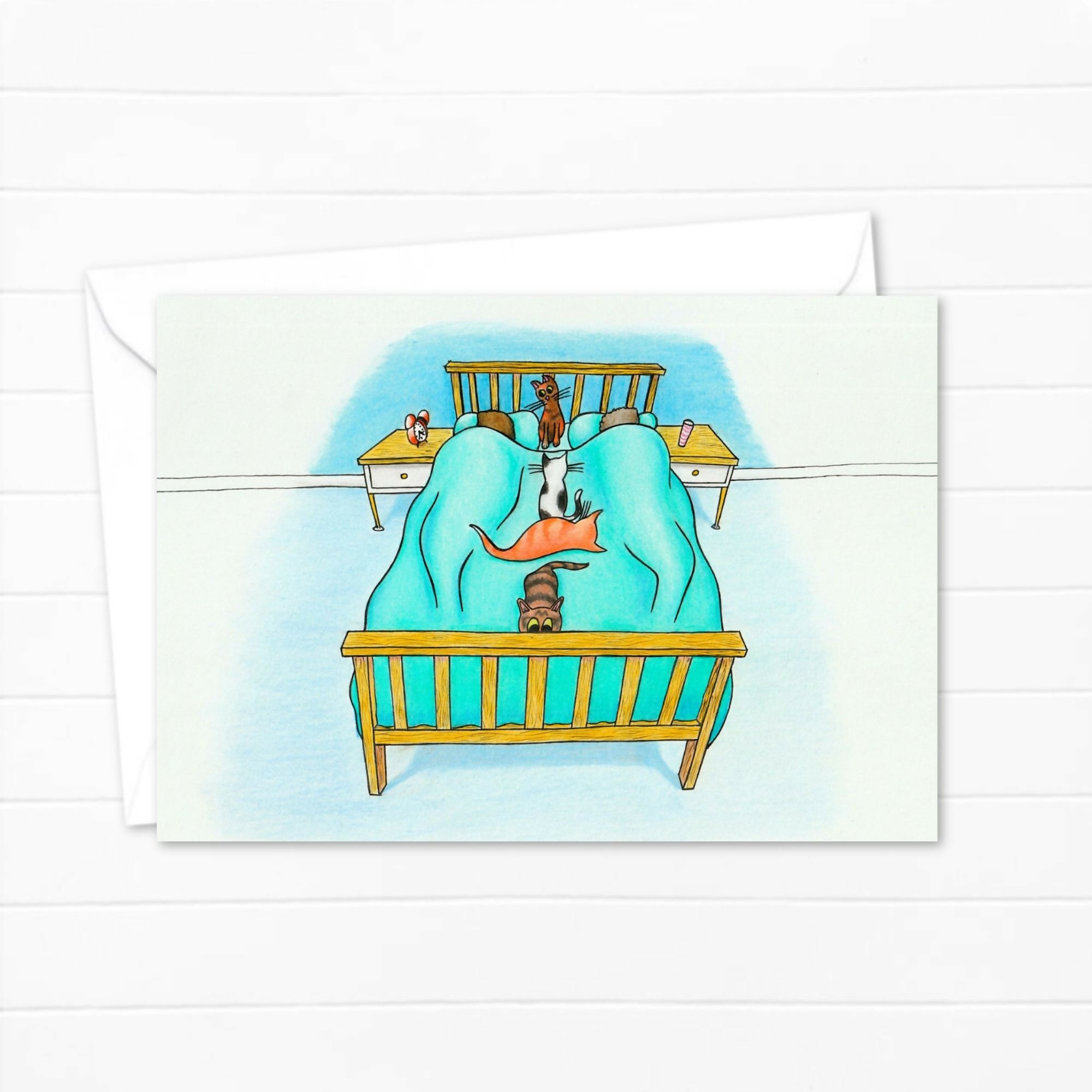 No Man's Land Cats Illustrated Greetings Card