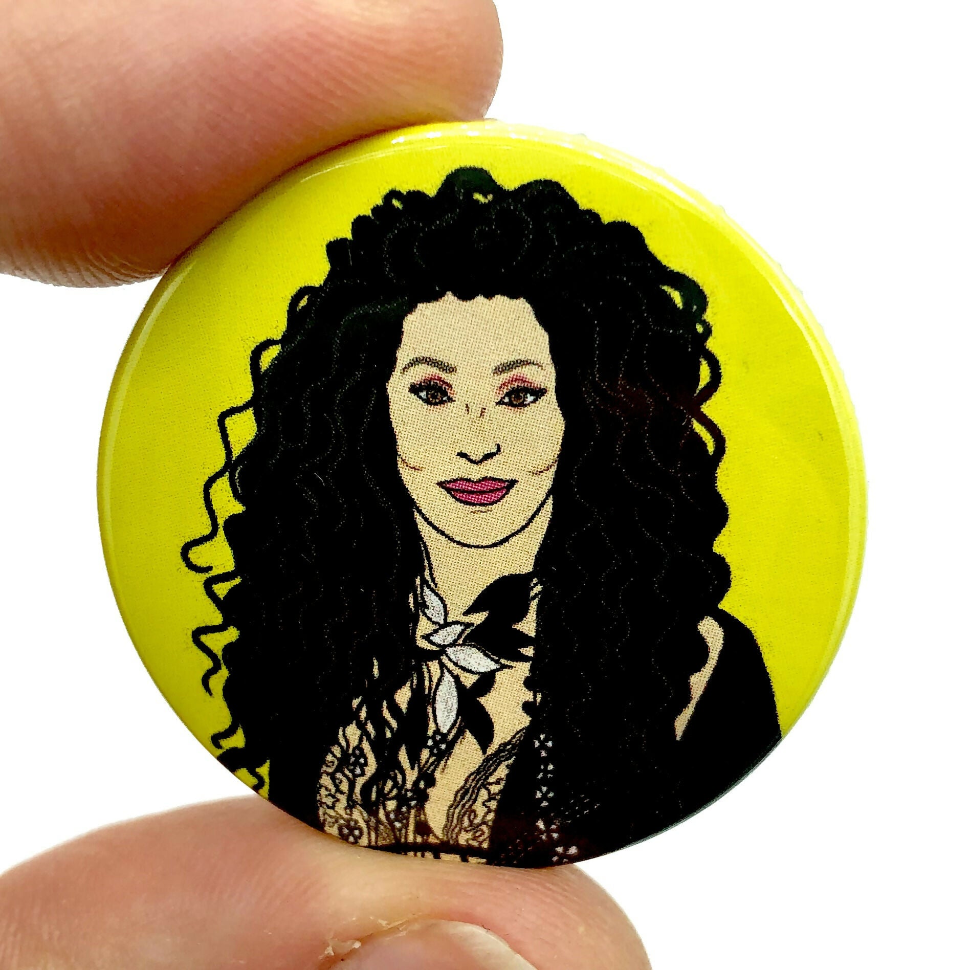 Cher 1980s Inspired Button Pin Badge