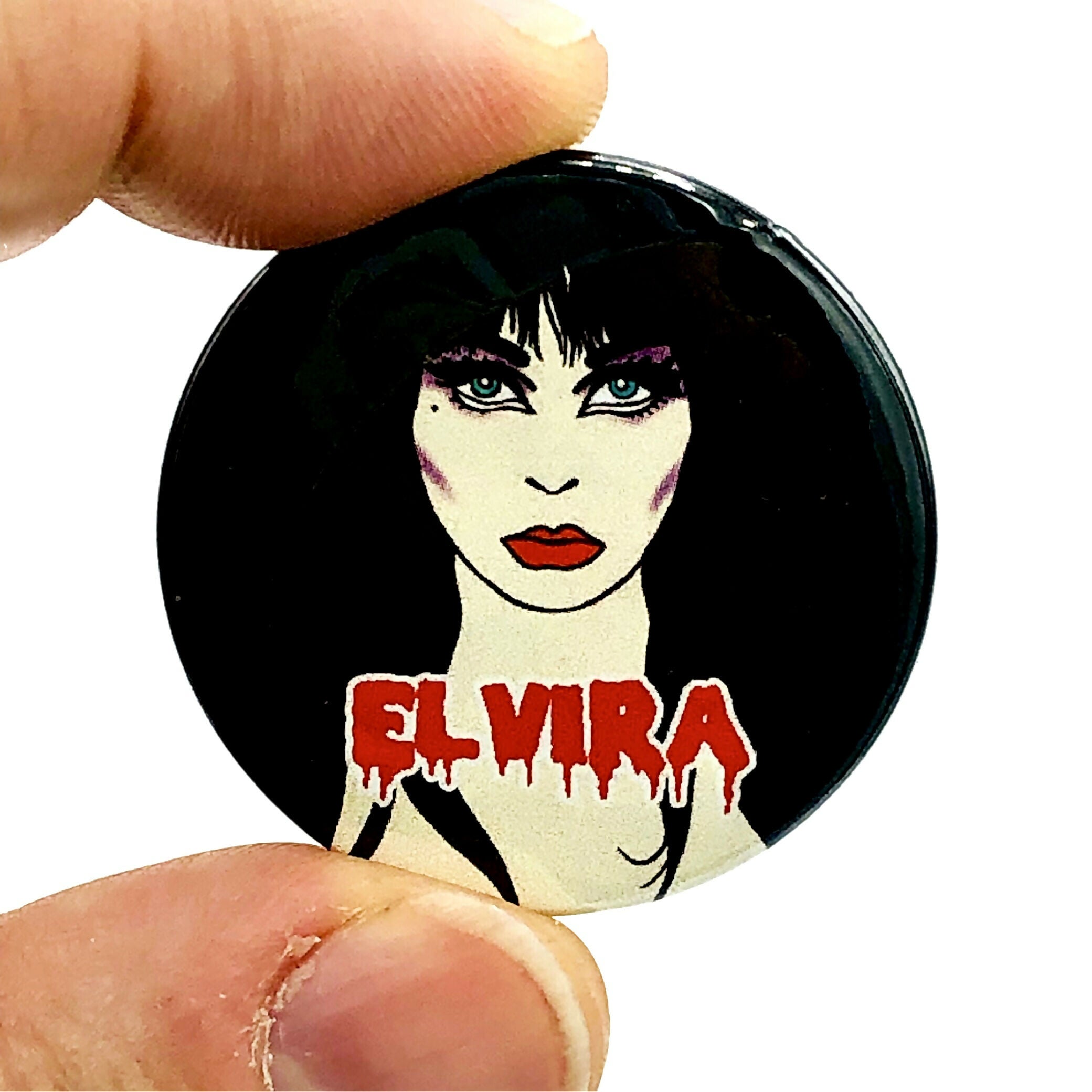 Elvira Mistress Of The Dark 1980s Inspired Button Pin Badge