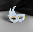 Load image into Gallery viewer, White and Gold Venetian Mask Brooch Pin - MaisyPlum
