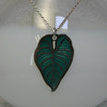 Load image into Gallery viewer, rubber plant leaf inspired vitreous glass enamel pendant
