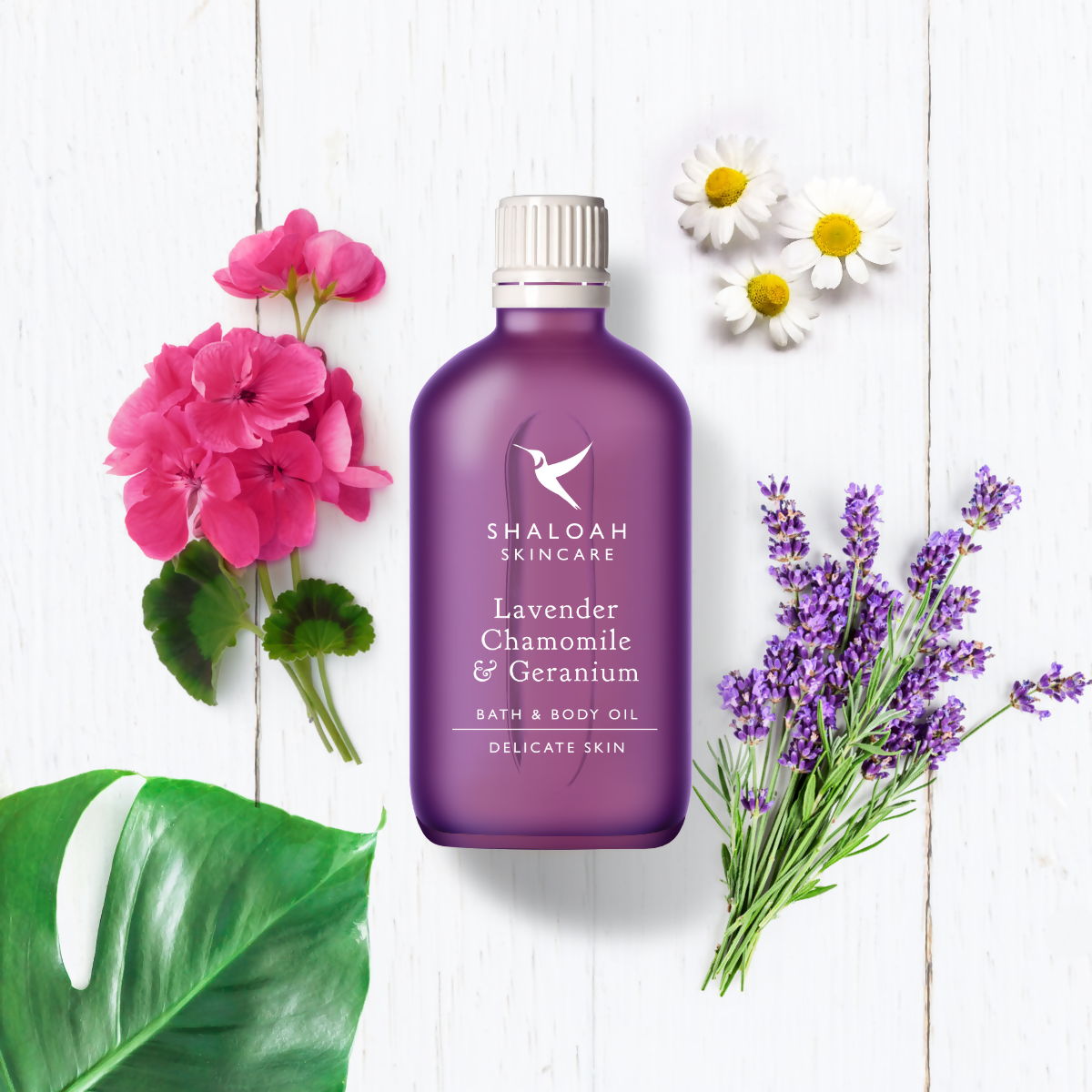 Lavender, Chamomile and Geranium Bath and Body Oil - Shaloah Skincare 2