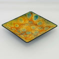 Load image into Gallery viewer, Square Enamel Ring Dish - Yellow and Teal
