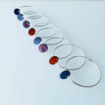 Load image into Gallery viewer, Silver Hoop Earrings with Colourful Enamel Charms
