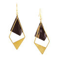 Load image into Gallery viewer, KK0023d-Kodes-acrylic-art-deco-portoro-marble-triangle-brass-earrigs-001-cut-out1
