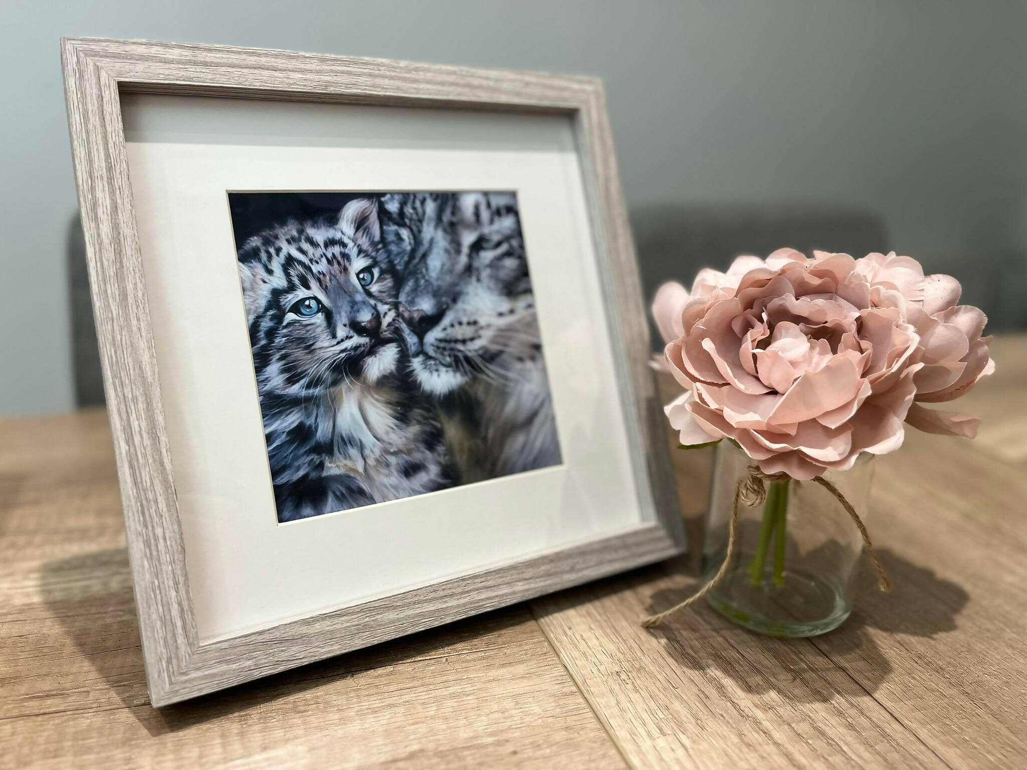 Snow leopard card of painting A Bond Like No Other