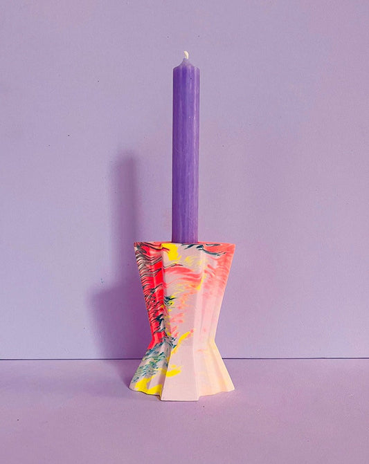 Deco Dinner Candle Holder in Coral - Misshandled