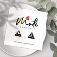 Load image into Gallery viewer, Rose gold and black triangle studs
