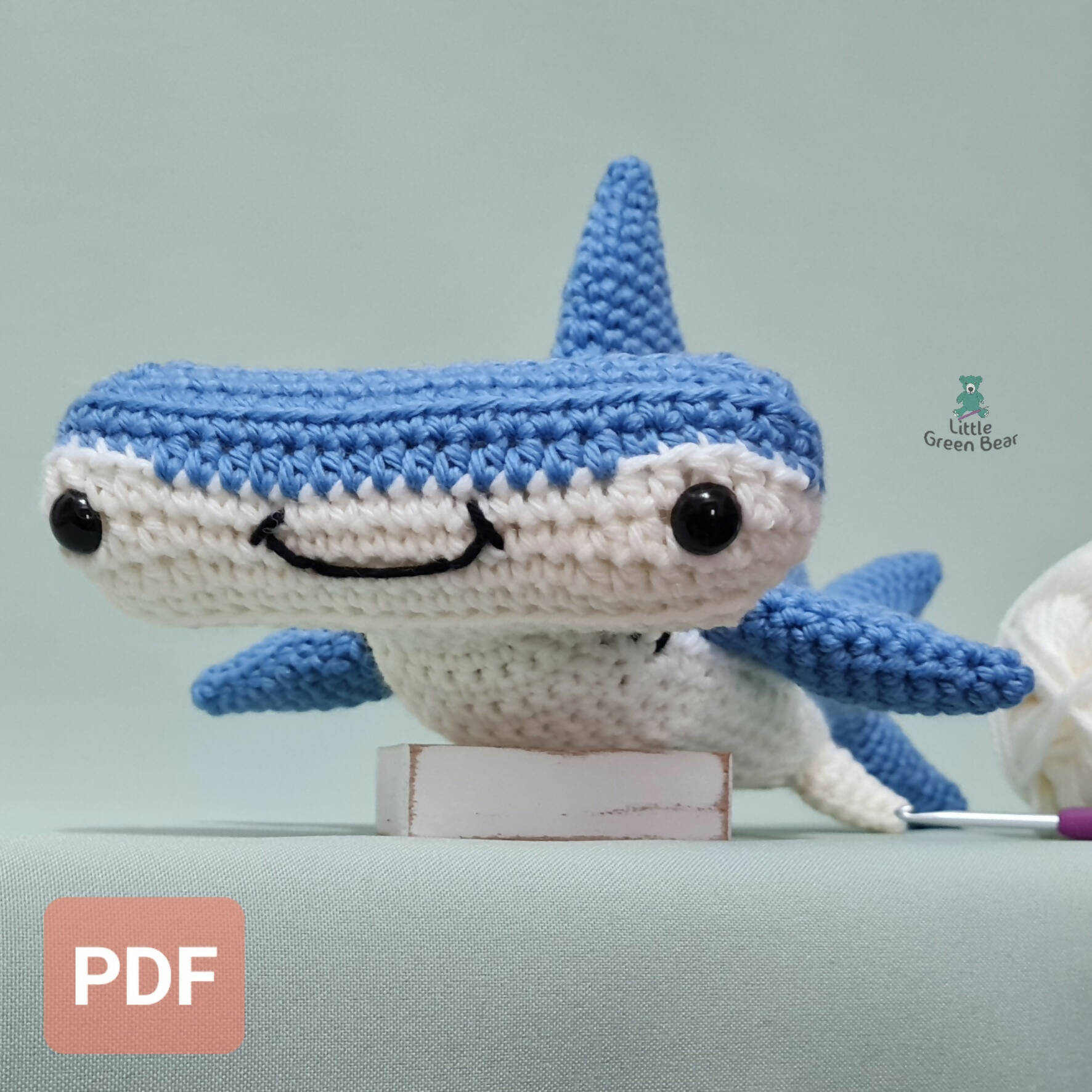 PDF Hammerhead Shark Crochet Pattern, Hank the Hammerhead Shark Crochet Pattern, Hammerhead Shark Amigurumi Pattern