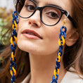 Load image into Gallery viewer, KGC015-kodes-accessories-marble-blue-and-mustard-chunky-carylic-glasses-chain3-1024x768
