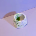 Load image into Gallery viewer, Small Geometrical Jesmonite Plant Pot in Olive - Misshandled
