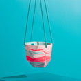 Load image into Gallery viewer, Medium Geometrical Hanging Planter - Marbled in Mint & Teal - Misshandled
