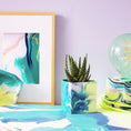 Load image into Gallery viewer, Neon Emerald Marbled Irregular Plant Pot or Desk Tidy - Misshandled
