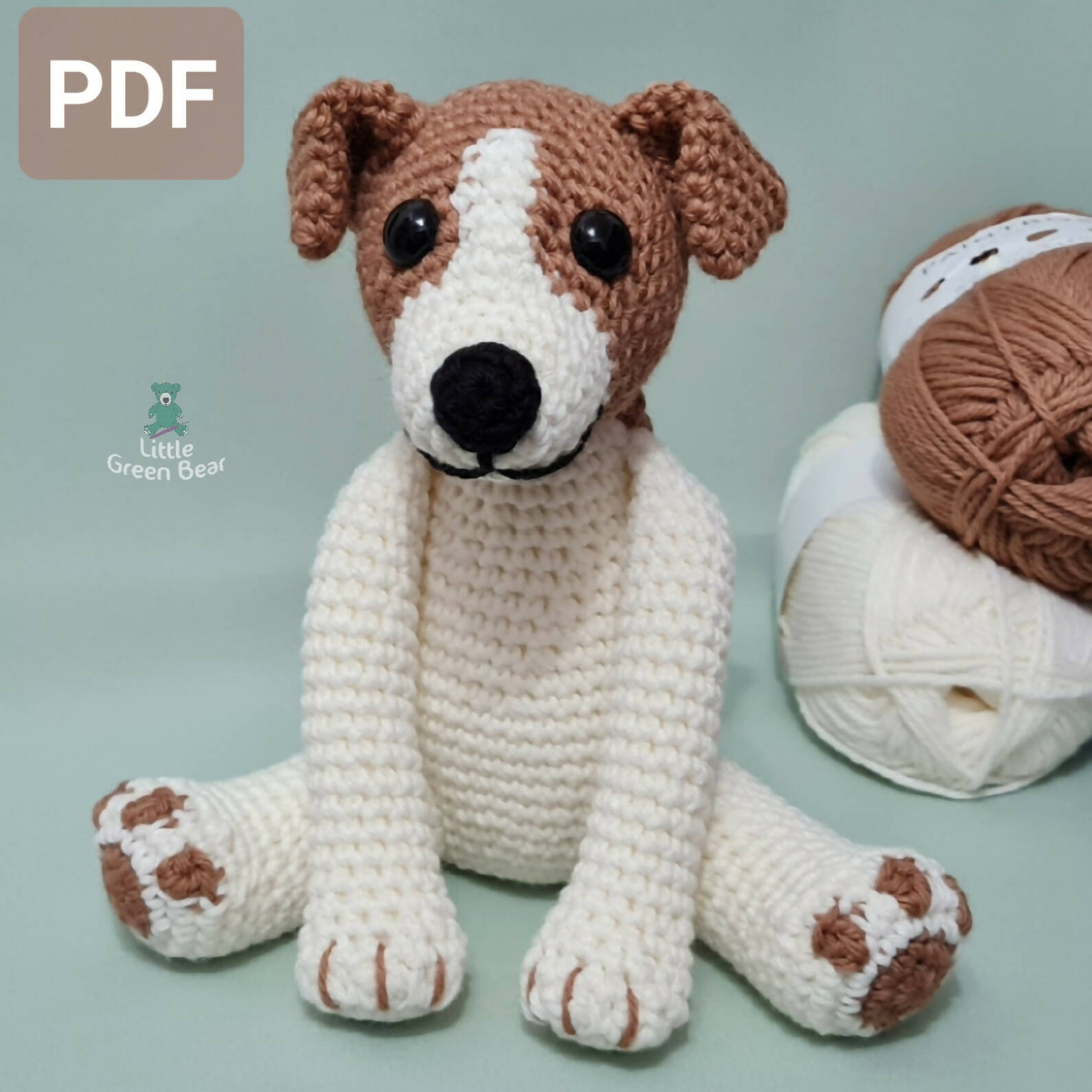 PDF Jack Russell Crochet Pattern, Jeremy the Jack Russell Crochet Pattern, Crochet Pattern, Dog Amigurumi Pattern