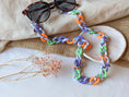 Load image into Gallery viewer, KGC012-kodes-accessories-marble-orange-violet-green-chunky-carylic-glasses-chain1-scaled
