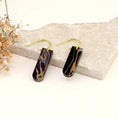 Load image into Gallery viewer, Black Marble Art deco acrylic 24Kt Gold Plated Circle Stud Earrings
