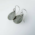 Load image into Gallery viewer, Teardrop Daisy Hand Stamped Sterling Silver Earrings
