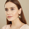 Load image into Gallery viewer, kk0020-kodes-gold-black-white-brass-hex-earrings-001-low

