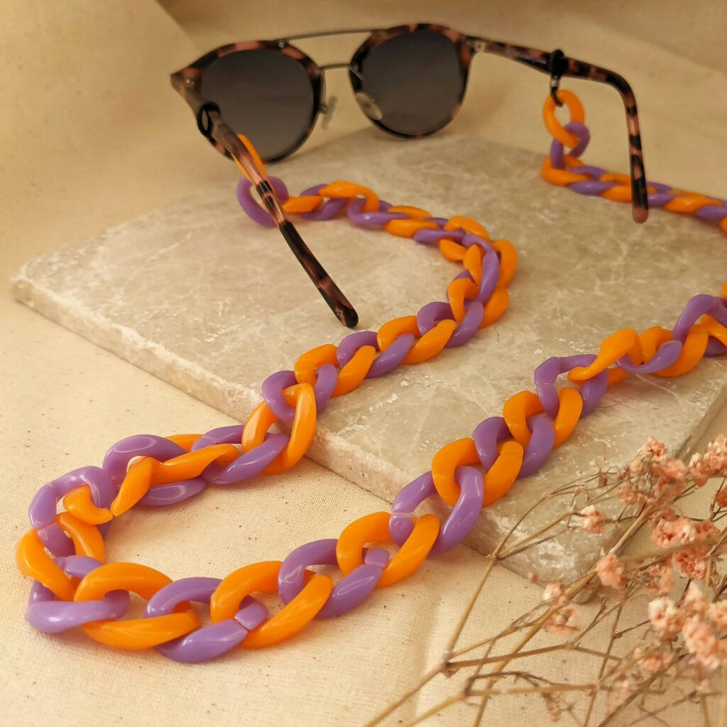 Glasses Chain – Lilac and Orange Chunky Acrylic Chain