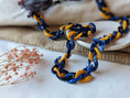 Load image into Gallery viewer, KGC015-kodes-accessories-marble-blue-and-mustard-chunky-carylic-glasses-chain3-1024x768
