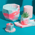 Load image into Gallery viewer, Small Geometrical Plant Pot - Marbled in Mint & Teal - Misshandled
