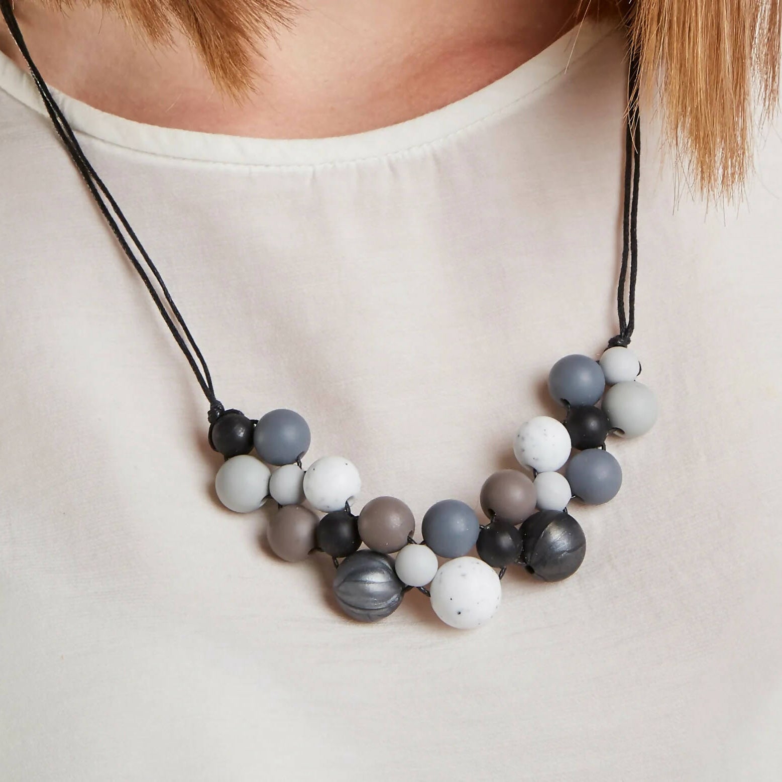 Monochrome Black, Granite Silicone Necklace