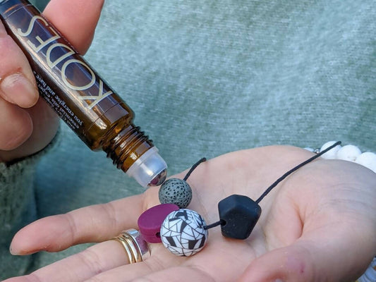 Essential Oil Diffuser Black, White & Burgundy Silicone Necklace