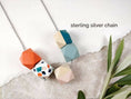 Load image into Gallery viewer, Geometric Necklace - Coral Terrazzo, Sage Pink & Teal 5
