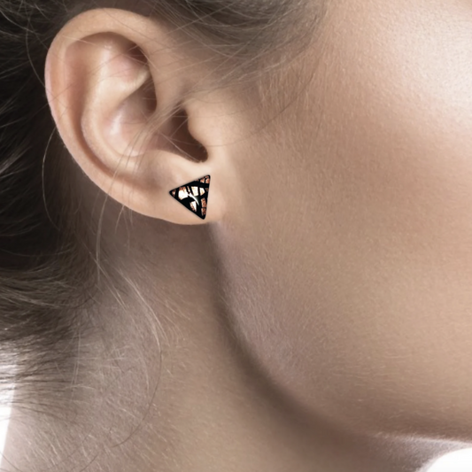 Rose gold and black triangle studs