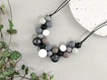 Load image into Gallery viewer, kodes-statement-necklace-geometric-silicone-black-white-monochrome-necklace-KS0048b-0003-scaled.jpg.webp
